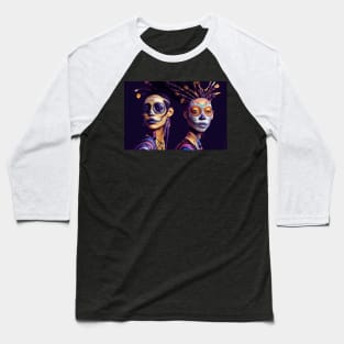 Two people with voodoo makeup on thier faces Baseball T-Shirt